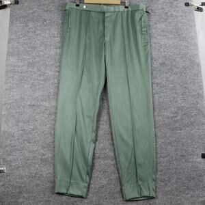 Frere Dress Pants Mens 42 Green Wool Side Adjusters Work Formal Luxury Business